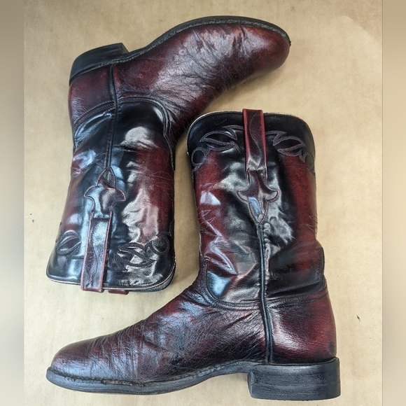 Lucchese Boots men's size 8D Exotic Genuine Black Cherry Smooth Ostrich classic - Picture 7 of 12